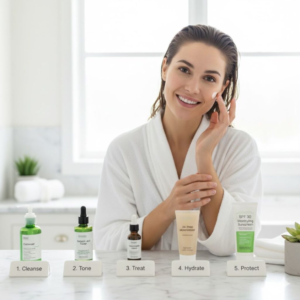 Morning and Night Skincare Routine for Glowing and Healthy Skin 4 Morning Skincare Routine Steps for Oily Skin